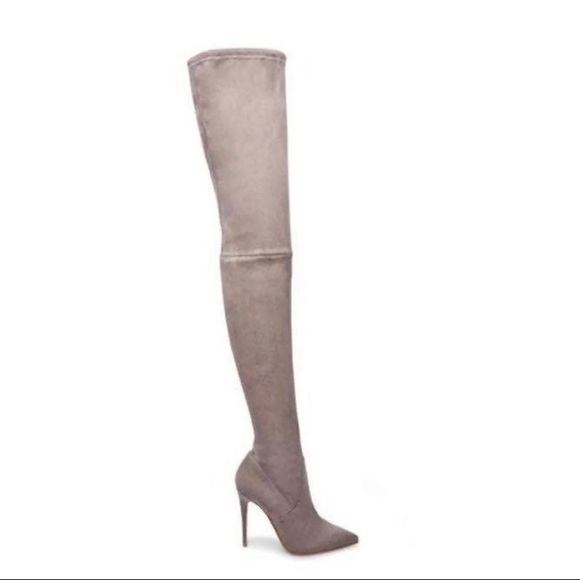 dark grey thigh high boots